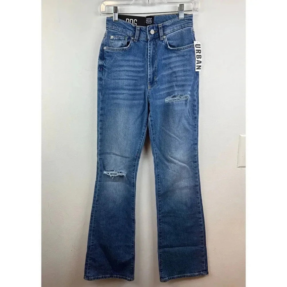 Urban Outfitters High Rise Ripped Flared Jeans Size 25 - Picture 9 of 15